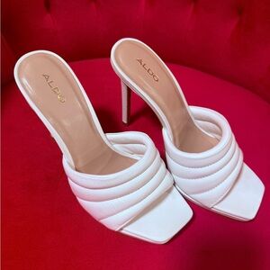 ALDO White Quilted Mules